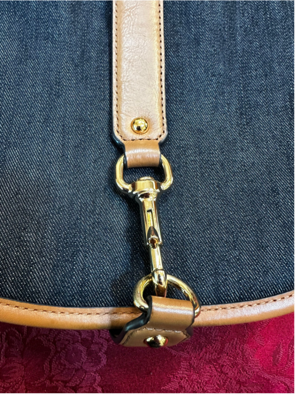 Michael Kors Blue Denim & Tan Leather Crossbody Bag - Picture 4 of 12